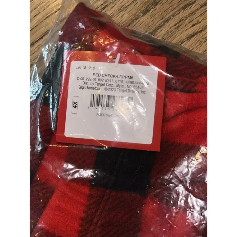 NWOT Wondershop Women's Red Black Plaid Fleece Pajama Pants Size 4X